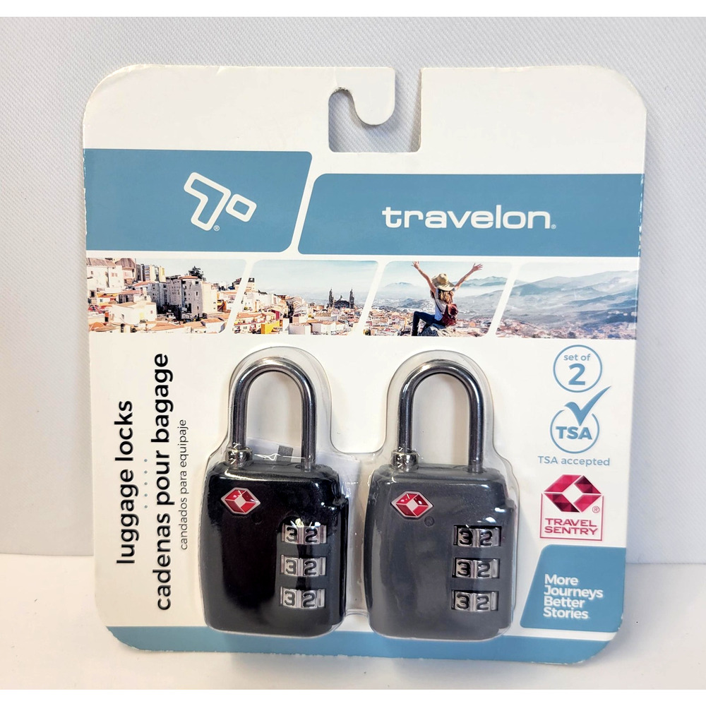 Travelon TSA Accepted Travel Sentry Luggage Locks Set Of 2 Black Gray Combo New‎